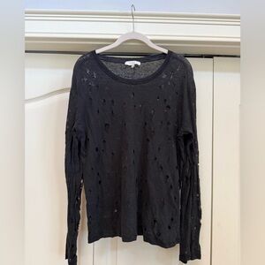 IRO | Marvina 100% Linen Distressed Black Long Sleeve Shirt